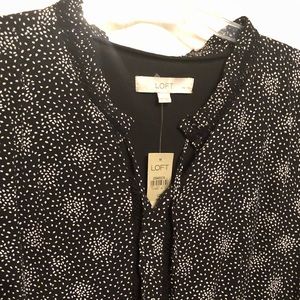 Loft-Petite Scattered Dot Split Neck Dress